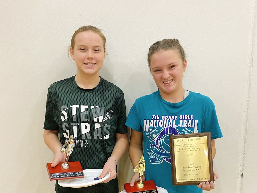 Elks Hoop Shoot Winners Jackie Vonderheide and Kinsley Dunaway